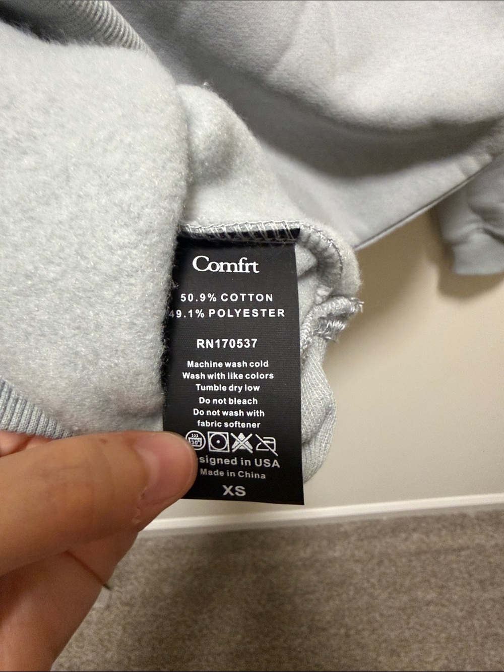 Comfrt Crew Neck Sweatshirt Grey XS - Picture 5 of 5